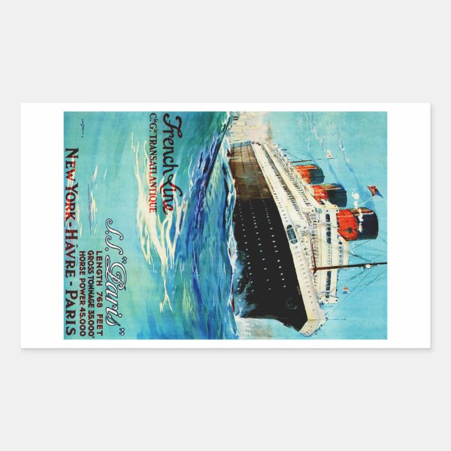ss Paris - Fransken Line Rektangulärt Klistermärke (Framsida)