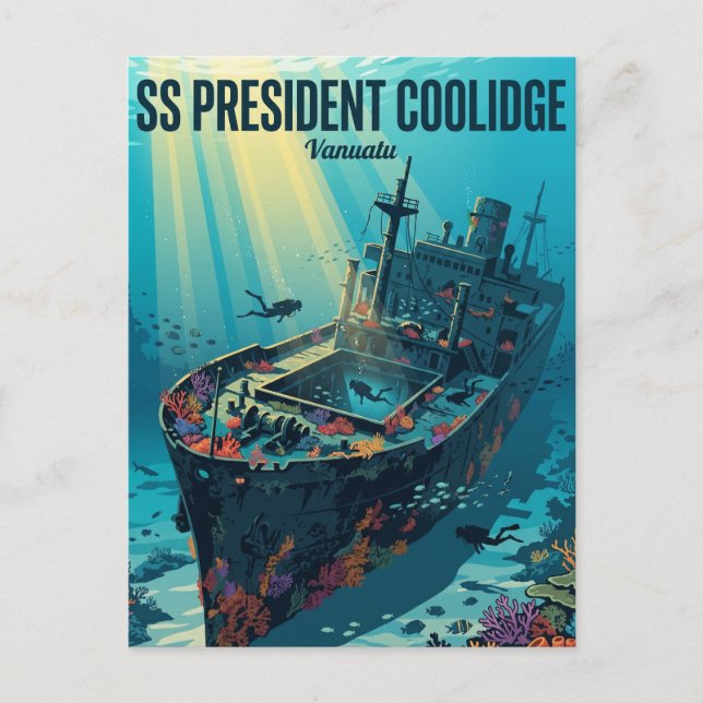 SS President Coolidge Vrakdykplats Vanuatu Vykort (Framsida)