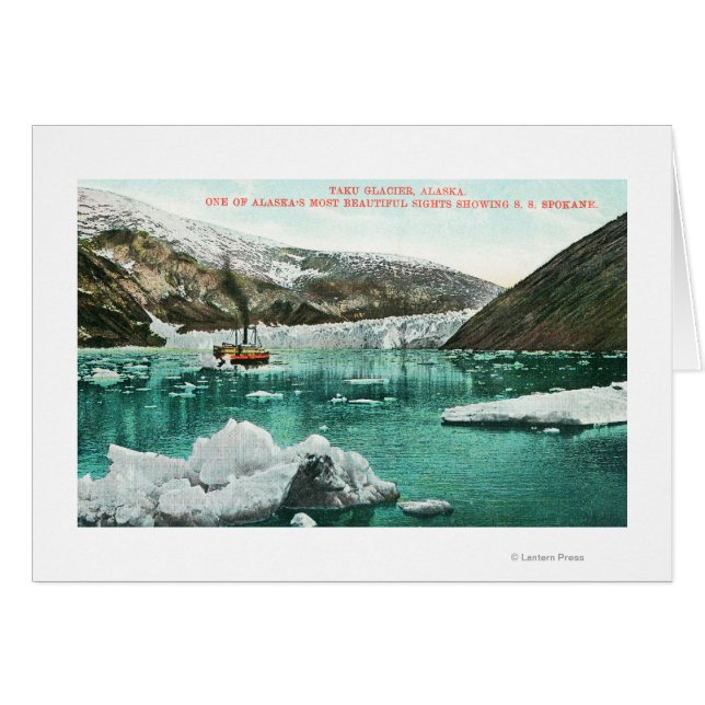 SS Spokane Steamer Passing by Glacier Hälsningskort (Framsidan Horizontal)