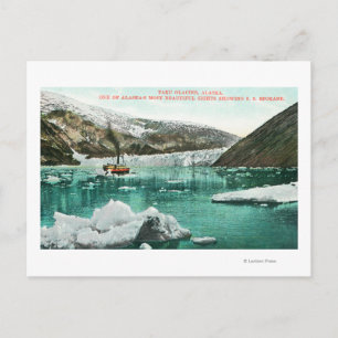 SS Spokane Steamer Passing by Glacier Vykort
