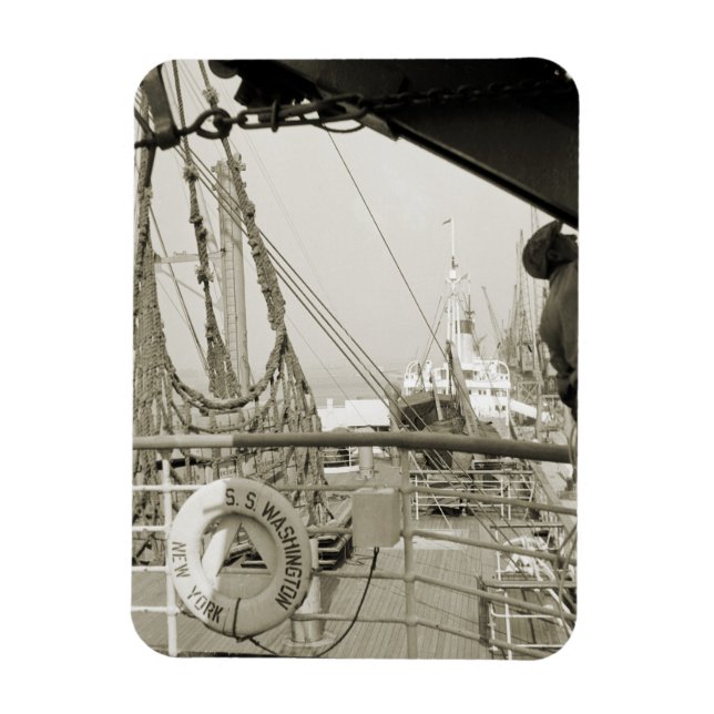 SS Washington Luxury Liner Cruise Frakt 1930's Dec Magnet (Vertikal)