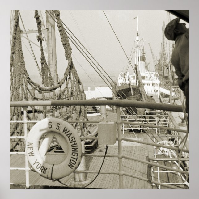 SS Washington Luxury Liner Cruise Frakt 1930's Dec Poster (Framsidan)