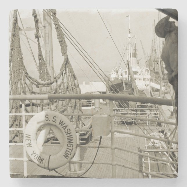 SS Washington Luxury Liner Cruise Frakt 1930's Dec Stenunderlägg (Framsidan)