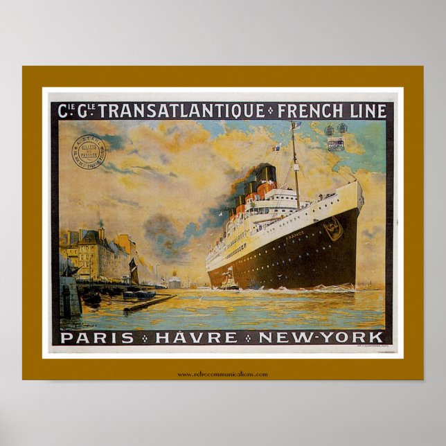 ssFrance (1912) Fransk Line Poster (Framsidan)