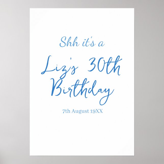 ssh det är en 30-årsdag namn datum blå enkel mini poster (Framsidan)