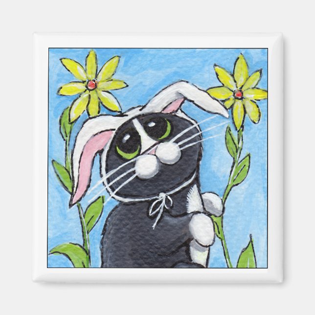 Ssh... Jag jagar kaniner! - Katt Magnet (Framsidan)