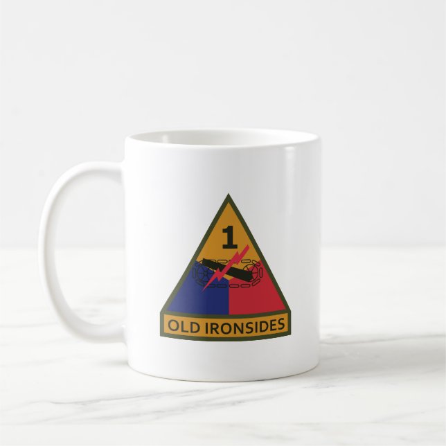 SSI - 1st Armored Division w Namn Tape Kaffemugg (Vänster)