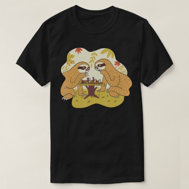 SSloth Chess-spelschessboard T Shirt (Design framsida)