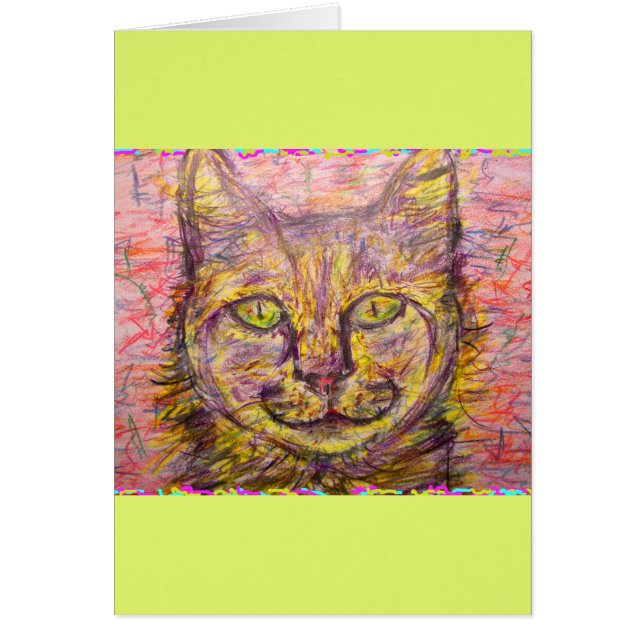 Ssolig katt, hej hälsningskort (Framsidan)