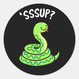 Sssup Funny Hissing Snake Pun Mörk BG Runt Klistermärke