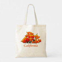 SStylized Poppy Art with "California" text Tote Ba