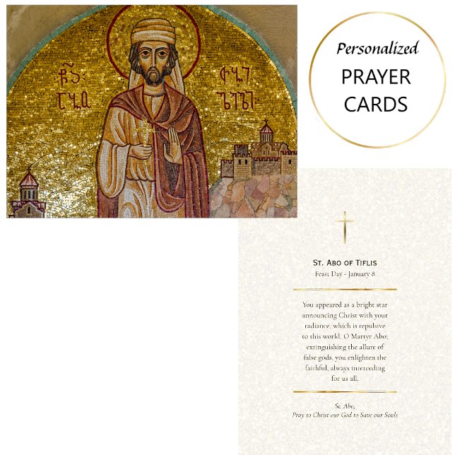 St. Abo of Tiflis Orthodox Christian Prayer Card Placeringskort (Skapare uppladdad)
