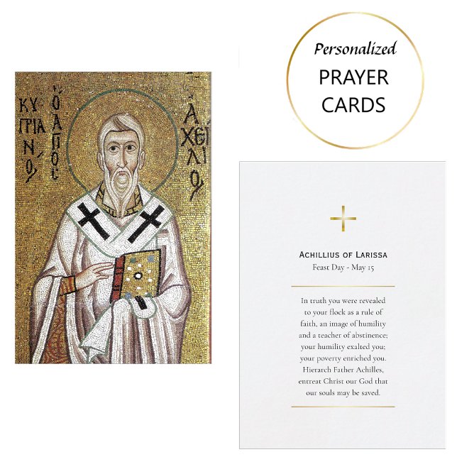 St. Achillius of Larissa Orthodox Prayer Card Placeringskort (Skapare uppladdad)