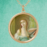 St. Agatha (M 003) Guldpläterat Halsband<br><div class="desc">Detaljerad information om en antikkromolitografi som publicerades mellan 1895 och 1907 av A. & M. B. av en målning The Martyrdom of St. Agatha, Virgin (Martirio di Sant'Agata) by Filippo Paladini (1590-1614) in the Cathedral of St. Agatha (Cattedrale di Sant'Agata eller Duomo di Catania), Catania, Italien (från desigale) Egentlig insamling...</div>