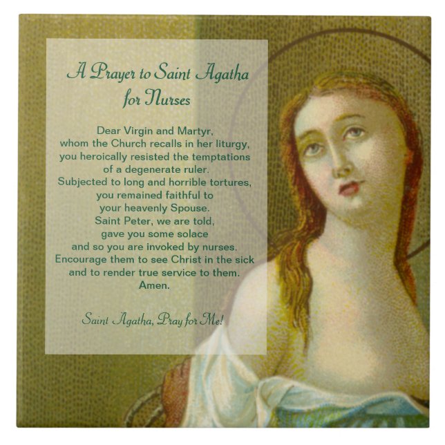 St. Agatha (M 003) Prayer for Nurses Kakelplatta (Framsidan)