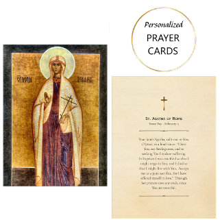 St. Agatha of Rome Orthodox Christian Prayer Card  Placeringskort