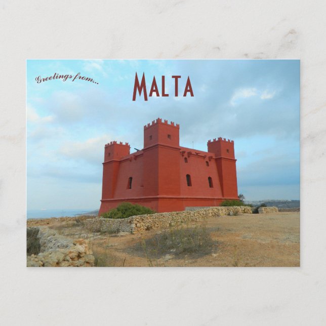 St Agathas Tower Den Röda Tornet Malta Vykort (Framsida)