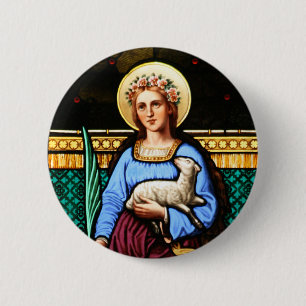 St Agnes av Rome, den hållande lamben och Knapp