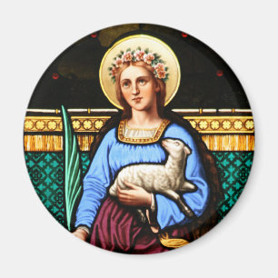 St Agnes av Rome, den hållande lamben och Magnet