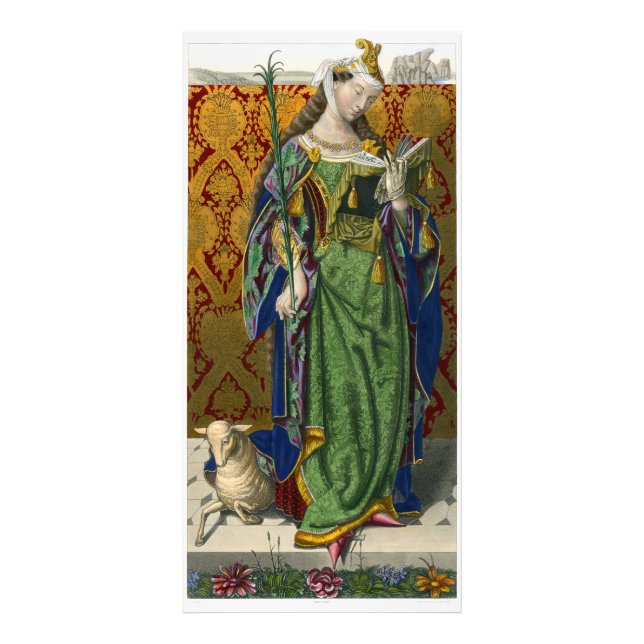 St Agnes från en handstyrd färgad som graveras av  Fototryck (Framsidan)