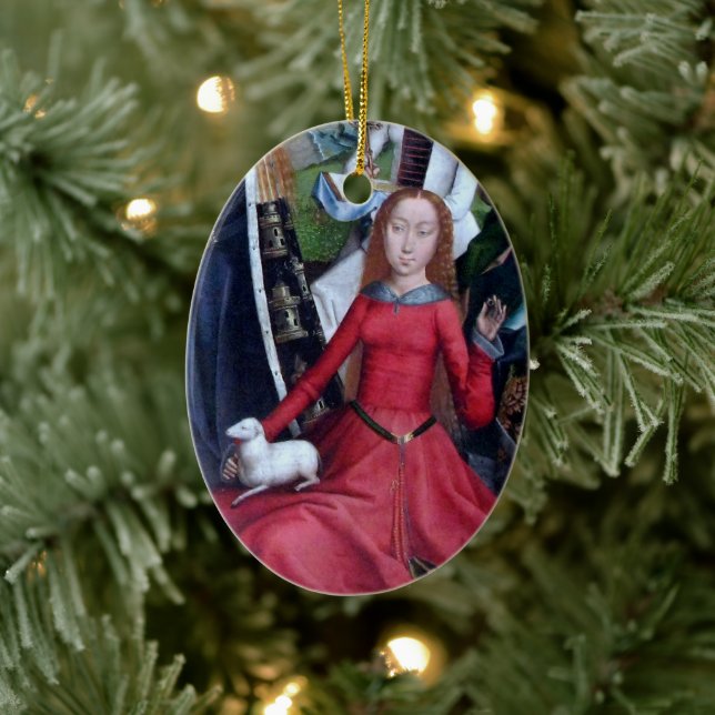 St. Agnes med hennes lammkeramiska prydnadsföremål Julgransprydnad Keramik (Träd)