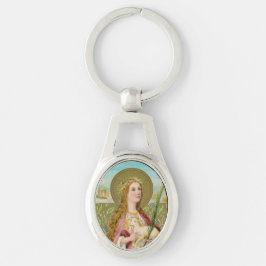 St. Agnes of Rom (BC 01) Ovalt Silverfärgad Nyckelring