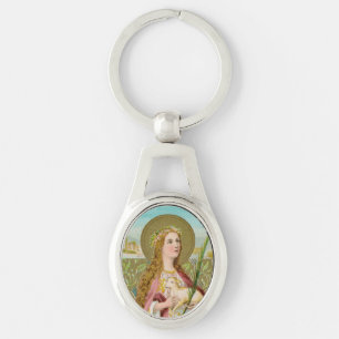St. Agnes of Rom (BC 01) Ovalt Silverfärgad Nyckelring