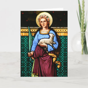 St Agnes of Rom, som håller lamm och handflatan lö Kort