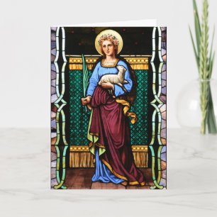 St Agnes of Rom, som håller lamm och handflatan lö Kort