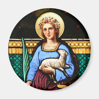 St Agnes of Rom, som håller lamm och handflatan lö Magnet