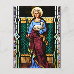 St Agnes of Rom, som håller lamm och handflatan lö Vykort