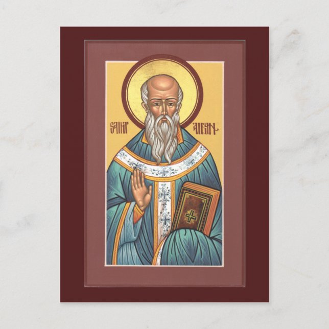 St. Aidan of Lindisfarne Prayer Card Vykort (Framsida)