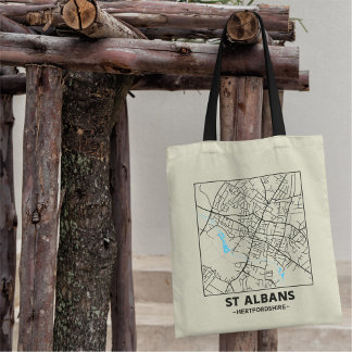 St Albans, Hertfordshire City Map Tote Bag Tygkasse