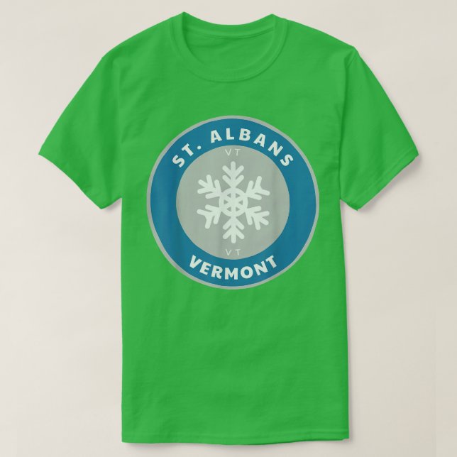 St Albans Vermont VT Winter Snow Snowflake Badge S T Shirt (Design framsida)