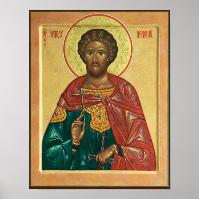 St. Alexander Nevsky Orthodox Christian Icon Skriv Poster (Framsidan)
