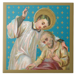 St Aloysius Gonzaga & Plague Victim (M06; NoName) Kakelplatta