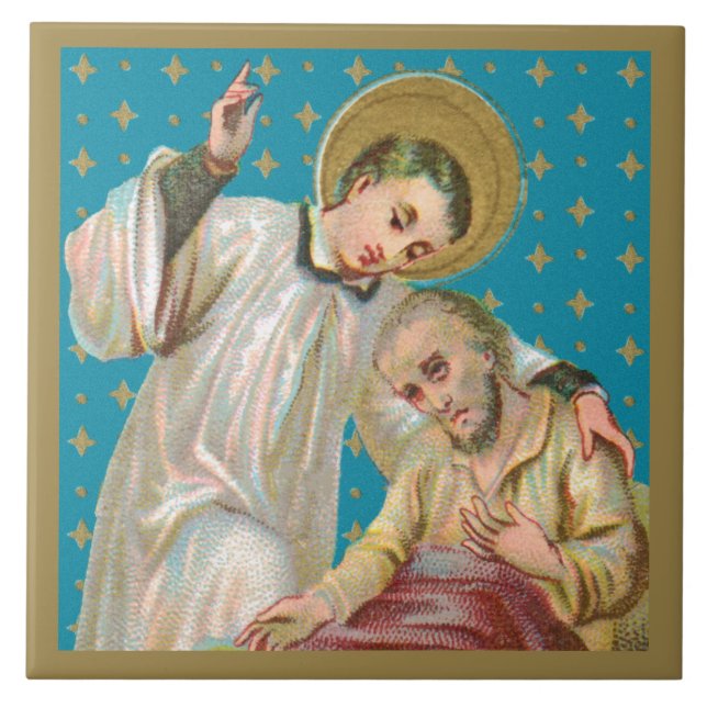 St Aloysius Gonzaga & Plague Victim (M06; NoName) Kakelplatta (Framsidan)