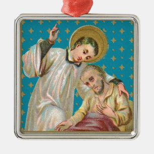 St. Aloysius Gonzaga & Plague Victim (M 006) Julgransprydnad Metall