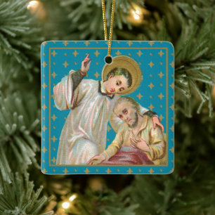 St. Aloysius & Plague Victim (M 006) Julgransprydnad Keramik