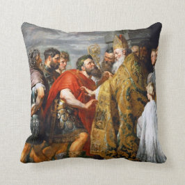 St Ambrose och kejsare Theodosius Paul Rubens Kudde