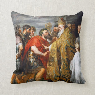 St Ambrose och kejsare Theodosius Paul Rubens Kudde