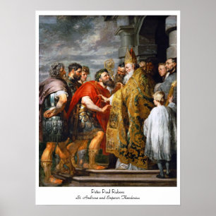 St Ambrose och kejsare Theodosius Paul Rubens Poster