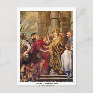 St. Ambrose och kejsare Theodosius Vykort