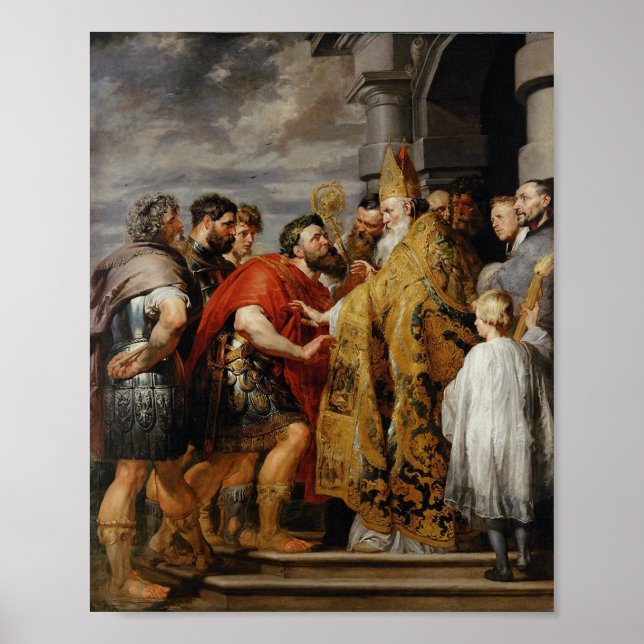 St. Ambrose och Theodosius - Rubens Poster Skriv u (Framsidan)