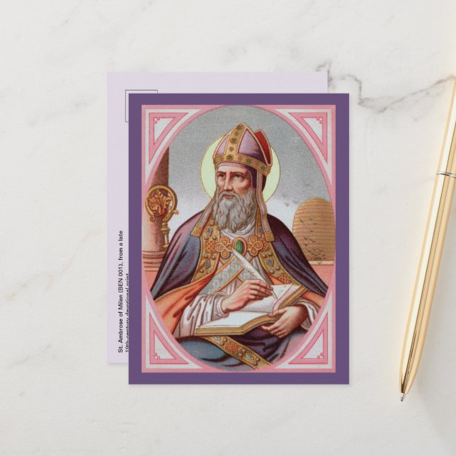 St. Ambrose of Milan (BEN 001) Vykort (Fram/Back In Situ)
