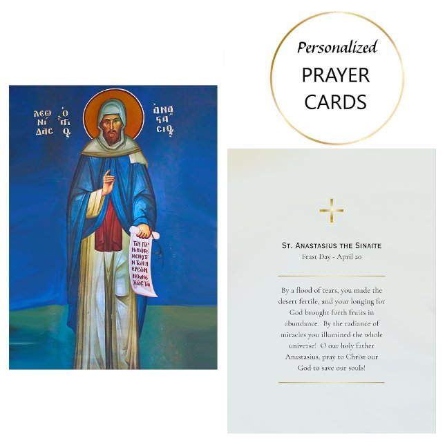 St. Anastasius: Sinaite Orthodox Prayer Card Placeringskort (Skapare uppladdad)