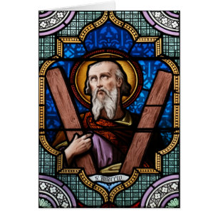St Andrew (apostel Andrew) målat glasskonst Hälsningskort