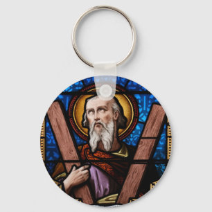 St Andrew (apostel Andrew) målat glasskonst Nyckelring