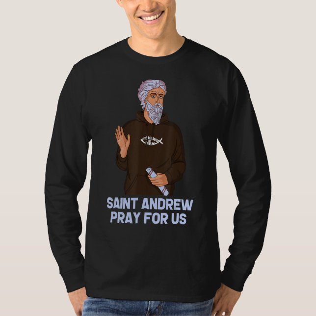 St Andrew Fishing Patron Saint of Fisherman Cathol T Shirt (Framsida)