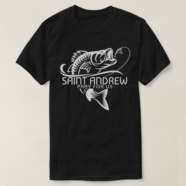 St Andrew Fishing Patron Saint of Fisherman Cathol T Shirt (Design framsida)